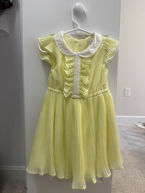 Janie and Jack Lemon Yellow Ruffle Dress with White Peter Pan Collar